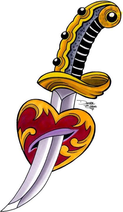 Actual product image Miami Ink Sword with heart (32 x 50 cm)