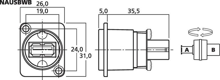 Produktbild Neutrik Nausb-W-B USB Feed Thr Ip B,Xlr