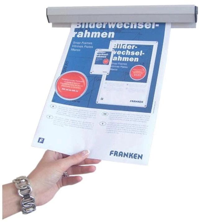 Actual product image Franken Paper clamping rail, self-adhesive, length: 580 mm plastic, can be extended as required, wall (210 x 297 mm)