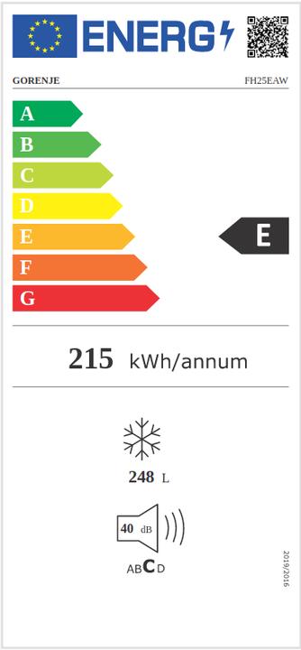 Etichetta energetica Gorenje FH25EAW (Struttura autonoma, 248 l)