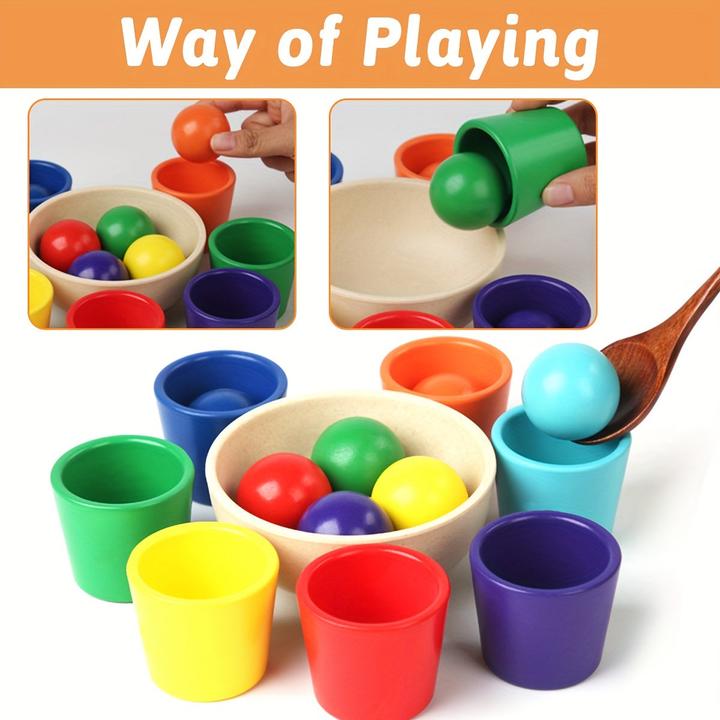 Immagine prodotto Activity Board Palla arcobaleno in legno per abbinare i colori, gioco di ordinamento, abbinamento dei colori e