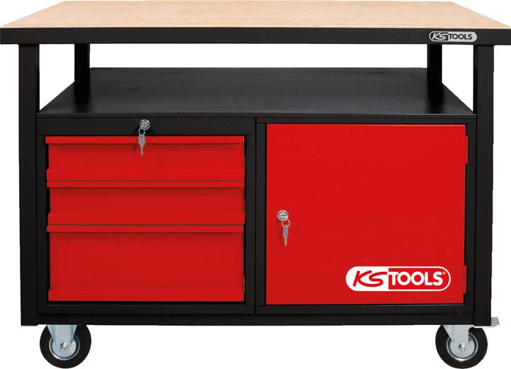 KS Tools Fahrbare Werkbank mit 3 Schubladen und 1 Tür (120 cm, 60 cm)