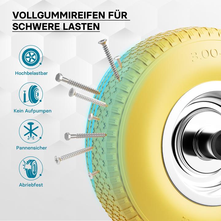 Actual product image Wiltec PU Wheel 3.00-4 260mm Solid Rubber Tyre Puncture-proof with metal Rim for Transport Aids