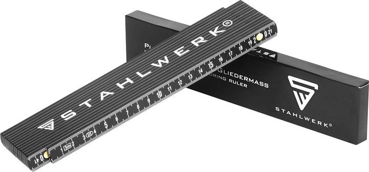 Produktbild Stahlwerk Zollstock 3er Set 1 | 2 | 3 Meter präziser Kunststoff-Gliedermassstab (Metrisch)