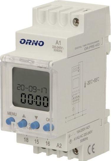 Orno Electronic timer, 52 programs, 3 menu languages, 2 modules, DIN TH-35mm OR-PRE-433