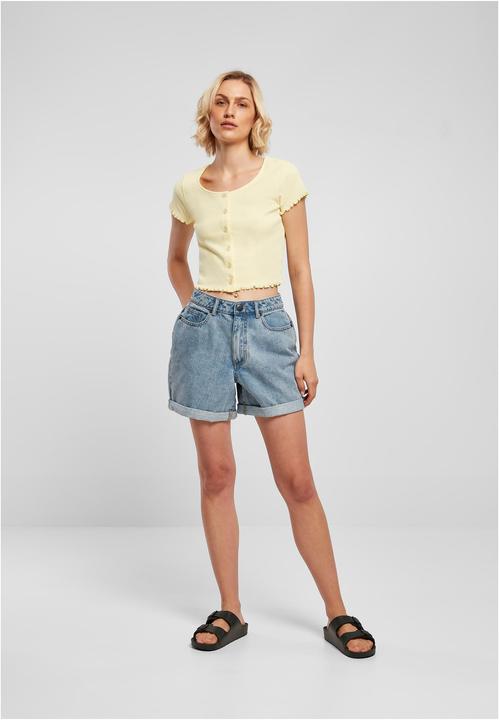 Actual product image Urban Classics Ladies Cropped Button Up Rib Tee - 12114 (S)