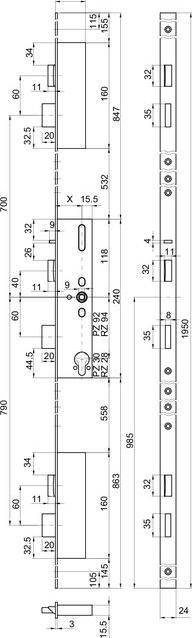 Actual product image MSL Panic multipoint locking devices FlipLock 24446 PBa
