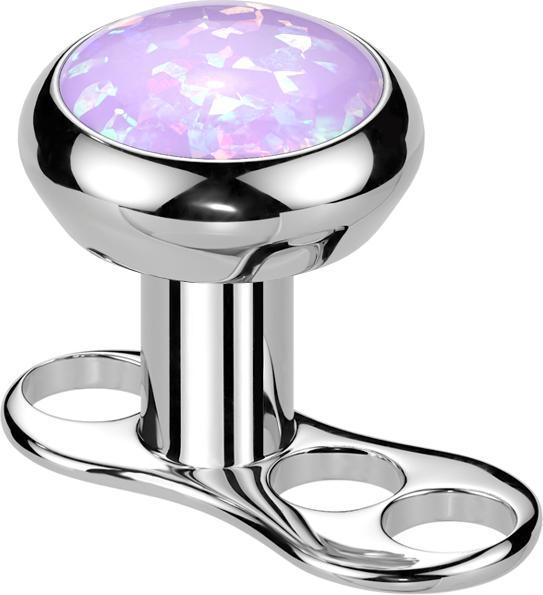 Produktbild Star Piercing Dermal Anchor Innengewinde silber mit Opal violett (Titan G23, ohne Messing)