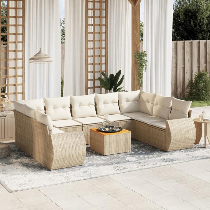 Image du produit VidaXL Meuble de jardin Canapé Salon de jardin Ensemble de jardin 10 pièces Beige