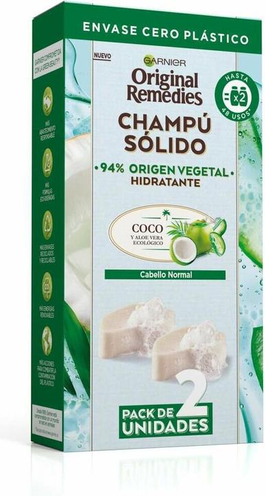 Garnier ORIGINAL REMEDIES champú sólido hidratante de coco 2 X 60 gr (Festes Shampoo)