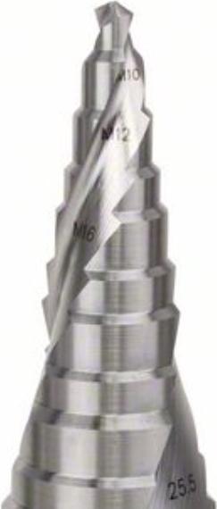 Immagine prodotto Bosch Professional Zubehör Punta a gradini HSS, per pressacavi, M10-M40, 10 mm, 125,5 mm, 16 passi (10 mm)
