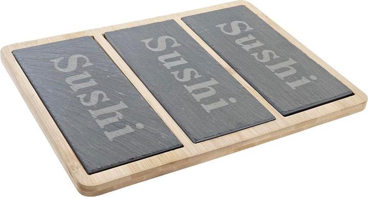 Actual product image DKD Home Decor Sushi-Set Bambus Tafel Schwarz natürlich Orientalisch 25 x 19 x 3 cm (2 Piece)