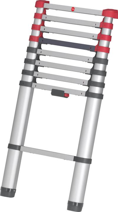Hailo FlexLine, Alu-Sicherheits-Teleskopleiter, 9 Sprossen (Anlegeleiter, 264 cm)