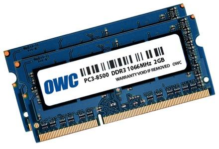 Produktbild OWC 4.0GB (2x 2GB) PC-8500 DDR3 1066MHz SO-DIMM 204 Pin SO-DIMM Memory Upg. Module PC3-8500 (2 x 2GB, 1066 MHz, DDR3-RAM, SO-DIMM)