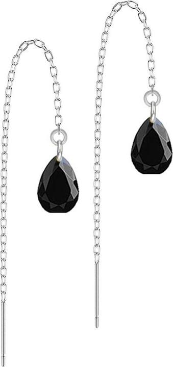 Immagine prodotto Star Piercing Ohrstecker silber freifallende Kette Tropfen Kristall schwarz (senza ottone, Acciaio chirurgico 316L)