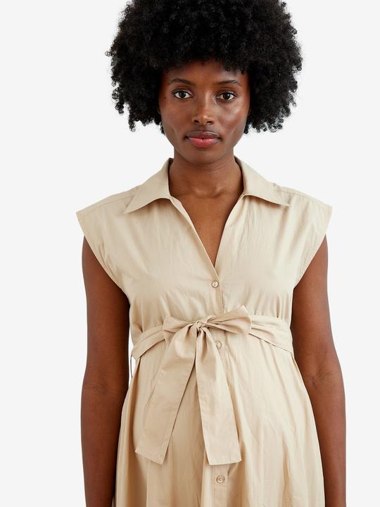Vertbaudet Langes Baumwollkleid mit Bindegürtel für Schwangerschaft und Stillzeit