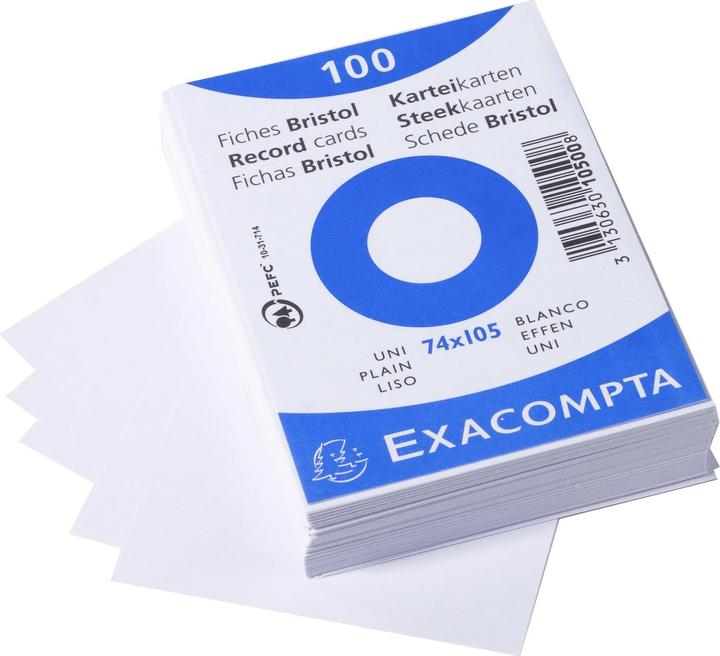 Image du produit Exacompta Fiche Format de la fiche : DIN A7 Finition de la linéature : vierge (74 x 105 mm, 205 g/m², 100 x)
