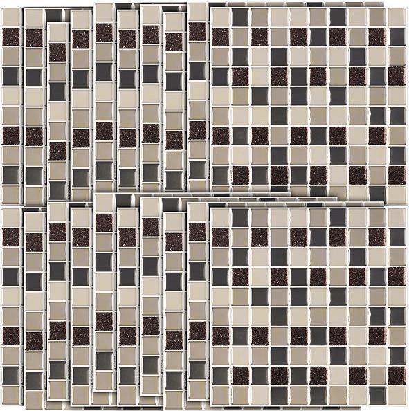 Produktbild Infactory Selbstklebende 3D-Mosaik-Glitzer-Fliesenaufkleber, 26 x 26cm, 15er-Set (26 x 26 cm)