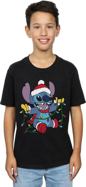 Actual product image Disney Boys Lilo And Stitch Christmas Lights T-Shirt (152, 158)