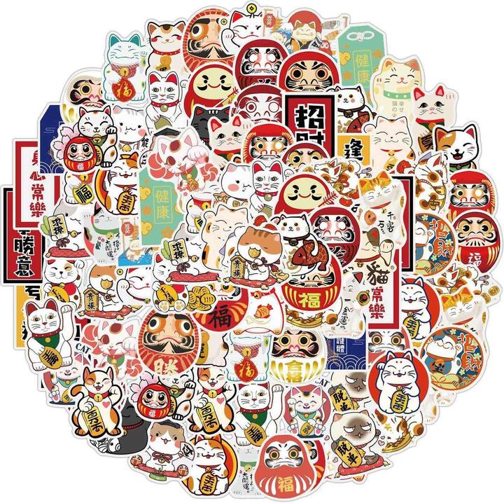 Image du produit JTI Autocollants - motifs de chats style kawaii - 50 pièces