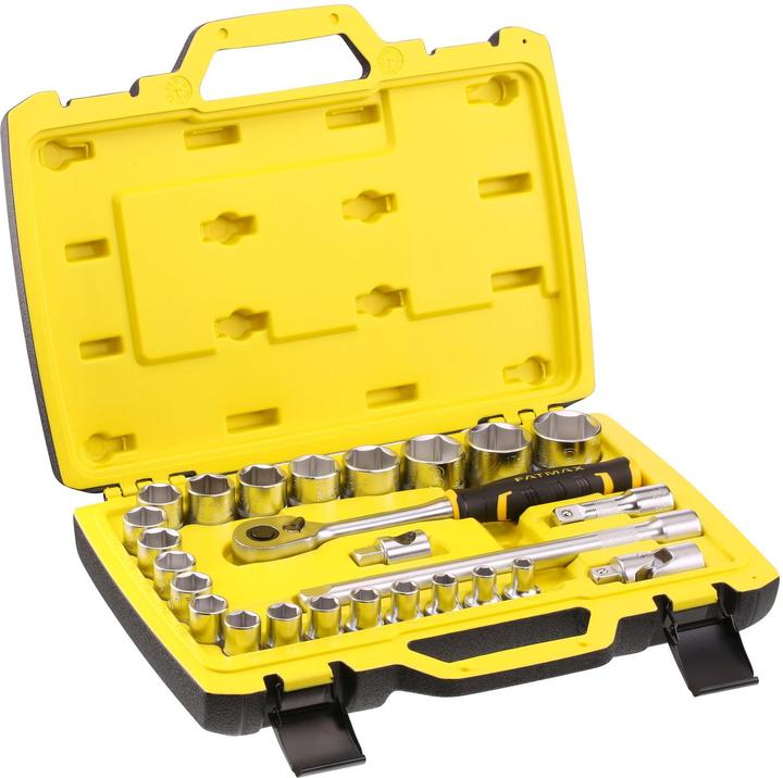 Immagine prodotto Stanley Set di chiavi a bussola, 26 pezzi, 1/2 pollici, tipo Set di chiavi a cricchetto e a bussola di SAM (25 mm, 31 mm, 18 mm, 28 mm, 17 mm, 8 mm, 16 mm, 34 mm, 23 mm, 33 mm, 11 mm, 20 mm, 29 mm, 19 mm, 32 mm, 10 mm, 15 mm, 22 mm, 21 mm, 30 mm, 14 mm, 27 mm, 12 mm, 9 mm, 26 mm, 24 mm, 13 mm)