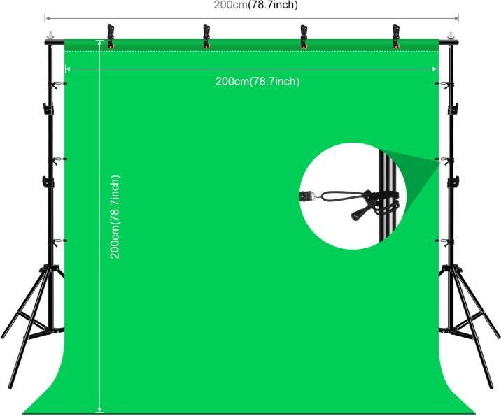Actual product image Puluz 2x2m Photo Studio Background Stand Kit with Red / Blue / Green Backdrops (200 cm)