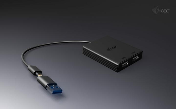 Actual product image i-tec USB-A/USB-C Dual 4K DP Video Adapter 2x 4K DP Display Adapter with DisplayLink Chip 6950 (DP, 27 cm)