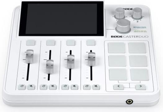 Actual product image RØDE Rodecaster Duo White with Podmic White and cable (Studio- and Livemixer)