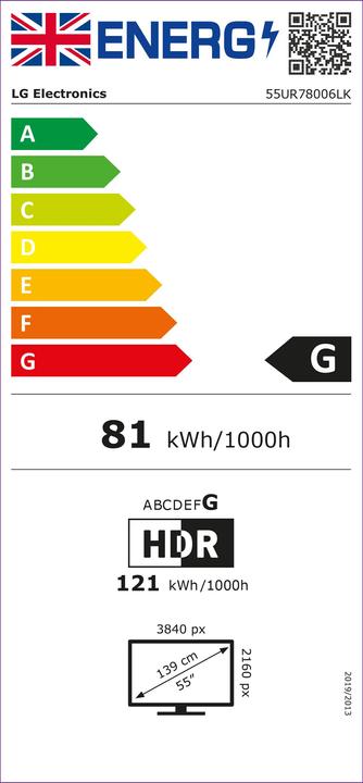 Energie-Label LG 55UR78006LK (55", LED, 4K)