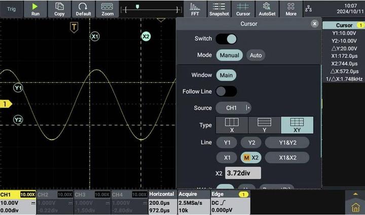 Actual product image Voltcraft DOV704 Digital-Oszilloskop 70 MHz 4-Kanal 1.25 GSa/s 50 Mpts 12 Bit D (CAT II)