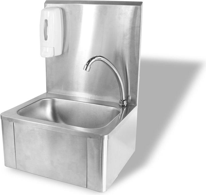 Image du produit Hendi Lave-mains Commande au genou + distributeur de savon (400 mm, 330 mm)
