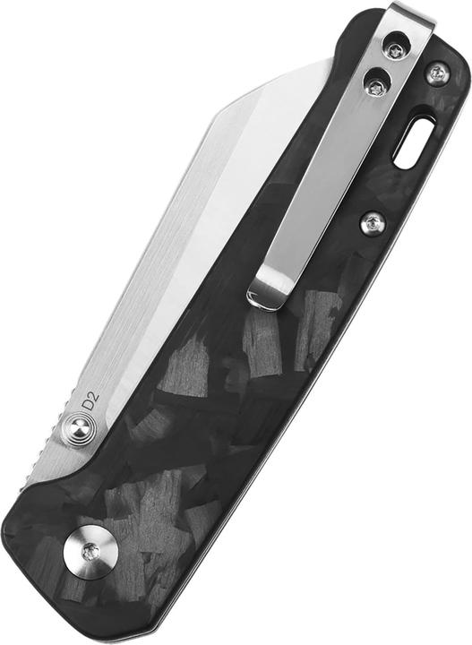 Actual product image QSP Knives Penguin D2 Satin G10 with carbon inlay (7.80 cm)