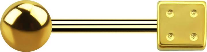 Image du produit Star Piercing Barbell vergoldet mit Kugel und Würfel (sans laiton, Acier chirurgical 316L)
