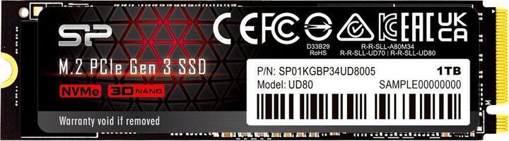 Actual product image Silicon Power SSD UD80 1TB M.2 PCIe Gen3 x4 NVMe 3400/1900 MB/s (1000 GB, M.2 2280)