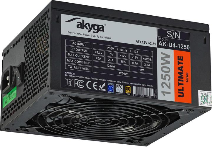 Image du produit Akyga Ultimate ATX Power Supply 1250W AK-U4-1250 80 PLUS Gold bitcoin miner (1250 W)