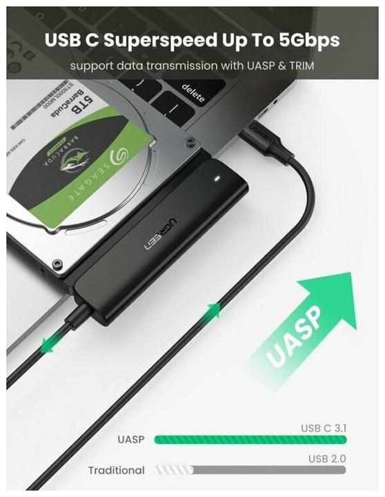 Actual product image Ugreen USB-C to SATA 3.0 Adapter for 2.5" SATA SSD HDD