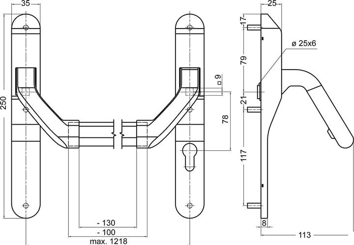 Image du produit Glutz Ferrures anti-panique 8615 (Garniture de porte)