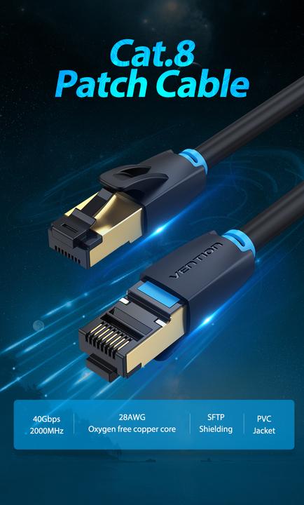 Immagine prodotto Vention Cavo di rete SFTP Categoria 8 IKABK 8m Nero (S/FTP, CAT8.1, 8 m)