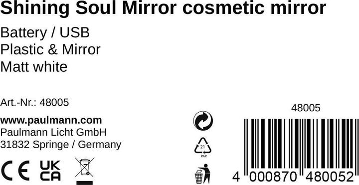 Nährwerte und Zutaten Pauleen Schminkspiegel Shining Soul (8.5 x 20 x 30 cm)