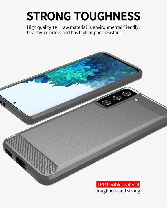 Produktbild Cadorabo TPU Ultra Slim carbon edelstahl Kombi Cover (Samsung Galaxy S21+)