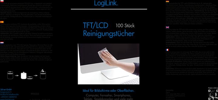 Produktbild LogiLink Bildschirm Reinigungstücher (100 Stück) (100 x)