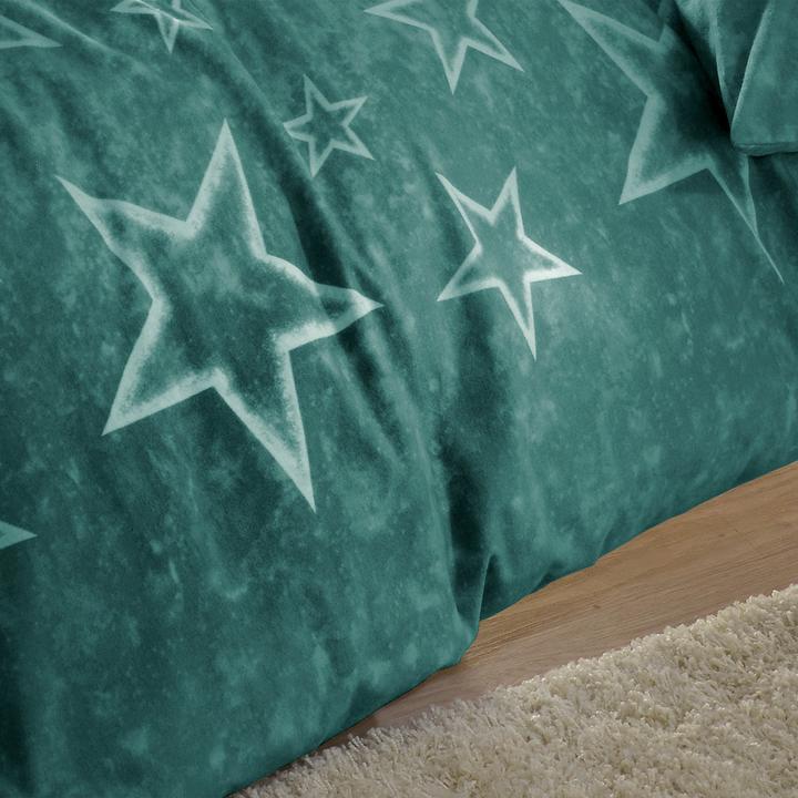 Produktbild BettwarenShop Grüne Sterne (Bettwäsche Set, 155x200 cm + 80x80 cm)