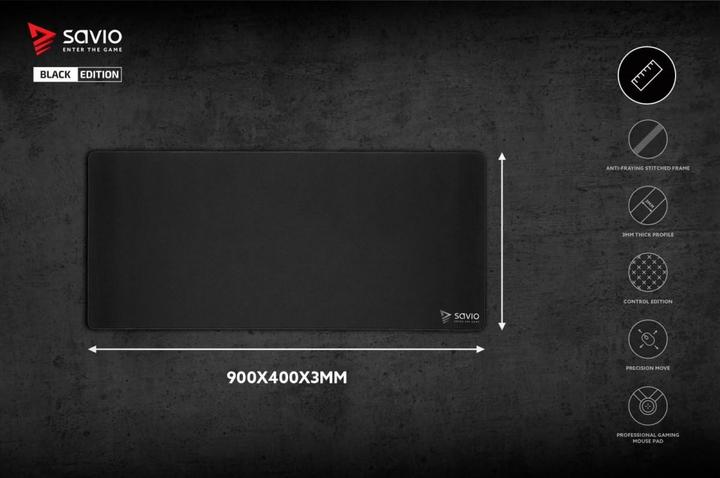 Actual product image Savio Black Edition Precision Control XL 90x40 Gaming Mouse Pad Black (XL)