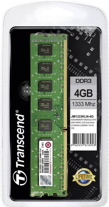 Actual product image Transcend JetRAM DDR3 (1 x 4GB, 1333 MHz, DDR3-RAM, DIMM)
