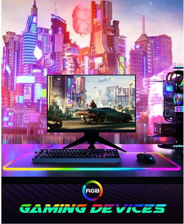 Productafbeelding Riff RGB-01 Rubber Doek Gaming Muismat met USB RGB Gekleurd LED-Raamwerk (80x30cm) zwart