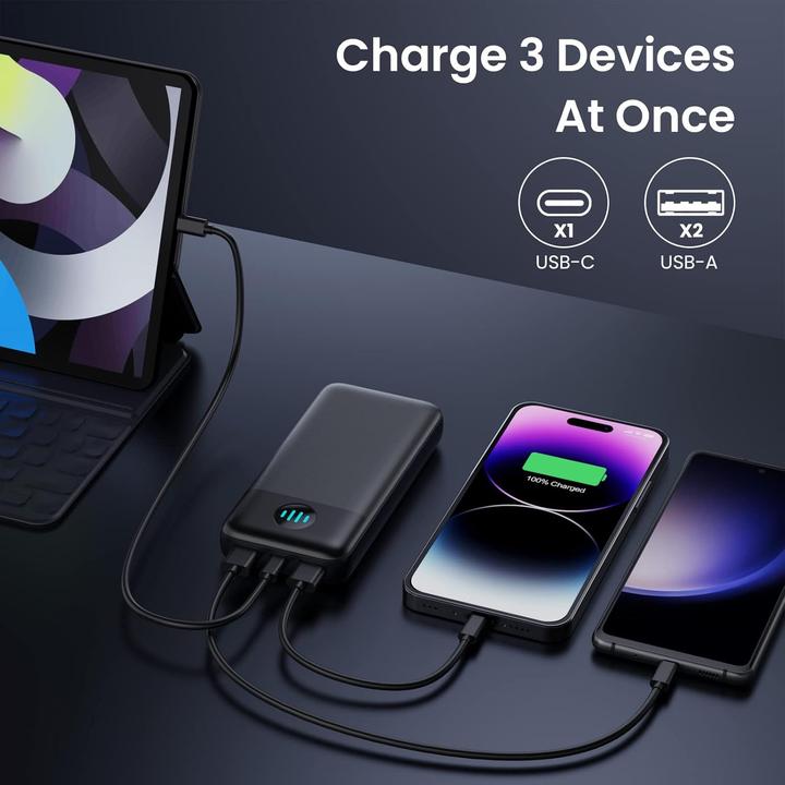 Immagine prodotto QTshine Powerbank, 3 Ausgänge, Schnellladegerät (26800 mAh, 15 W)