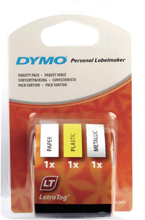 Produktbild Dymo S0721800 LetraTag 3er Set (1.20 cm, Weiss, Silber, Gelb)