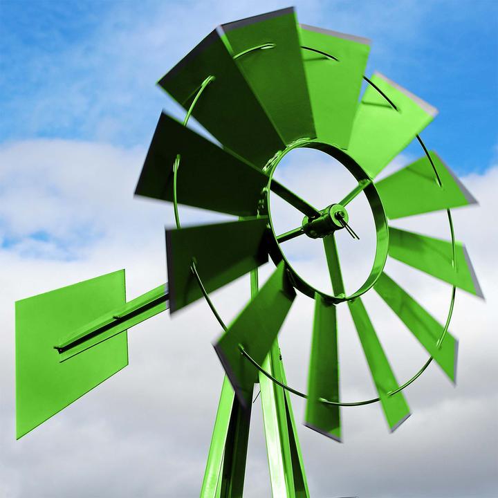 Actual product image Wiltec Windmill with 245cm height Windmill in green Wind chime Garden decoration climbing aid