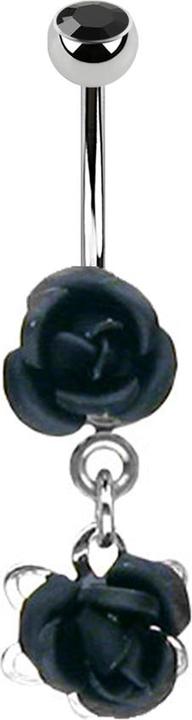 Produktbild Star Piercing Banane silber mit Anhänger Blume schwarz (Chirurgenstahl 316L, ohne Messing)