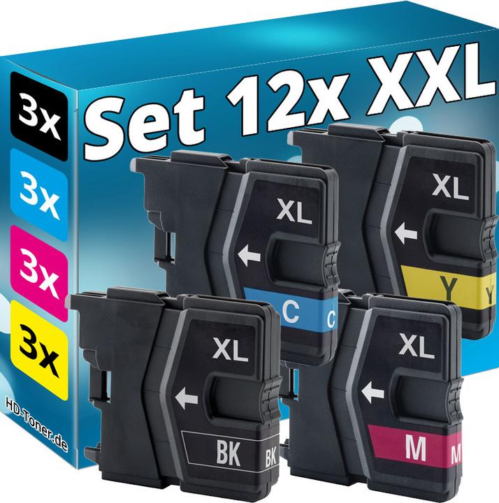 Produktbild Druckfuxx 12 TINTE PATRONEN kompatibel BROTHER DCP 145c 165c 167c 195c 365c MFC